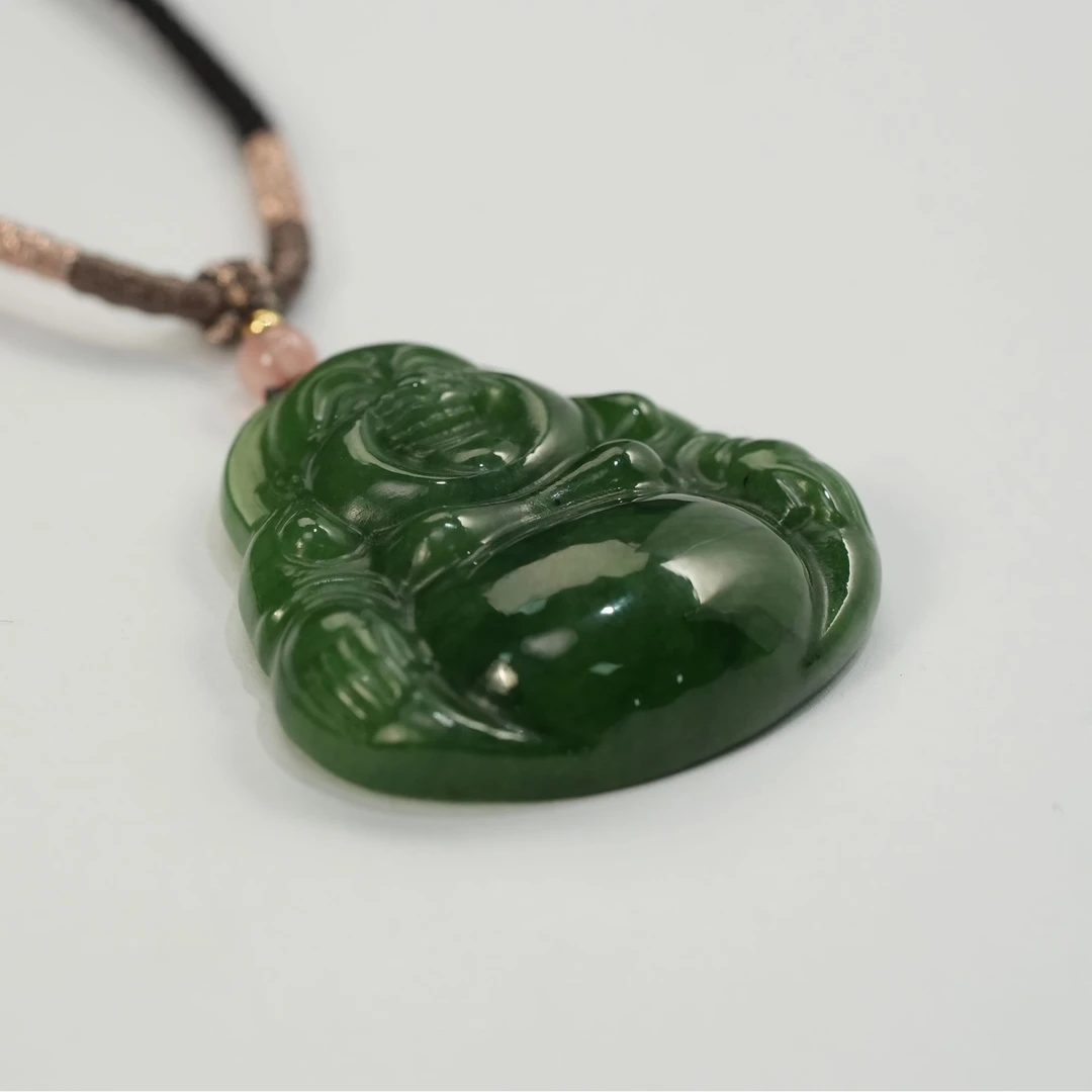 和田玉碧玉小黑点佛公JS-40mm左右-多样性发其一