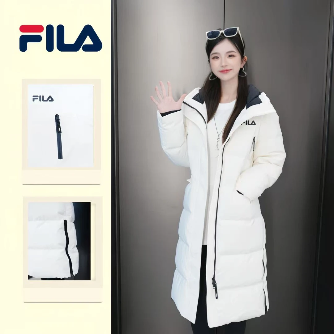 【爆款福利】斐乐长款羽绒服女款保暖户外休闲连帽外套F51W549997B