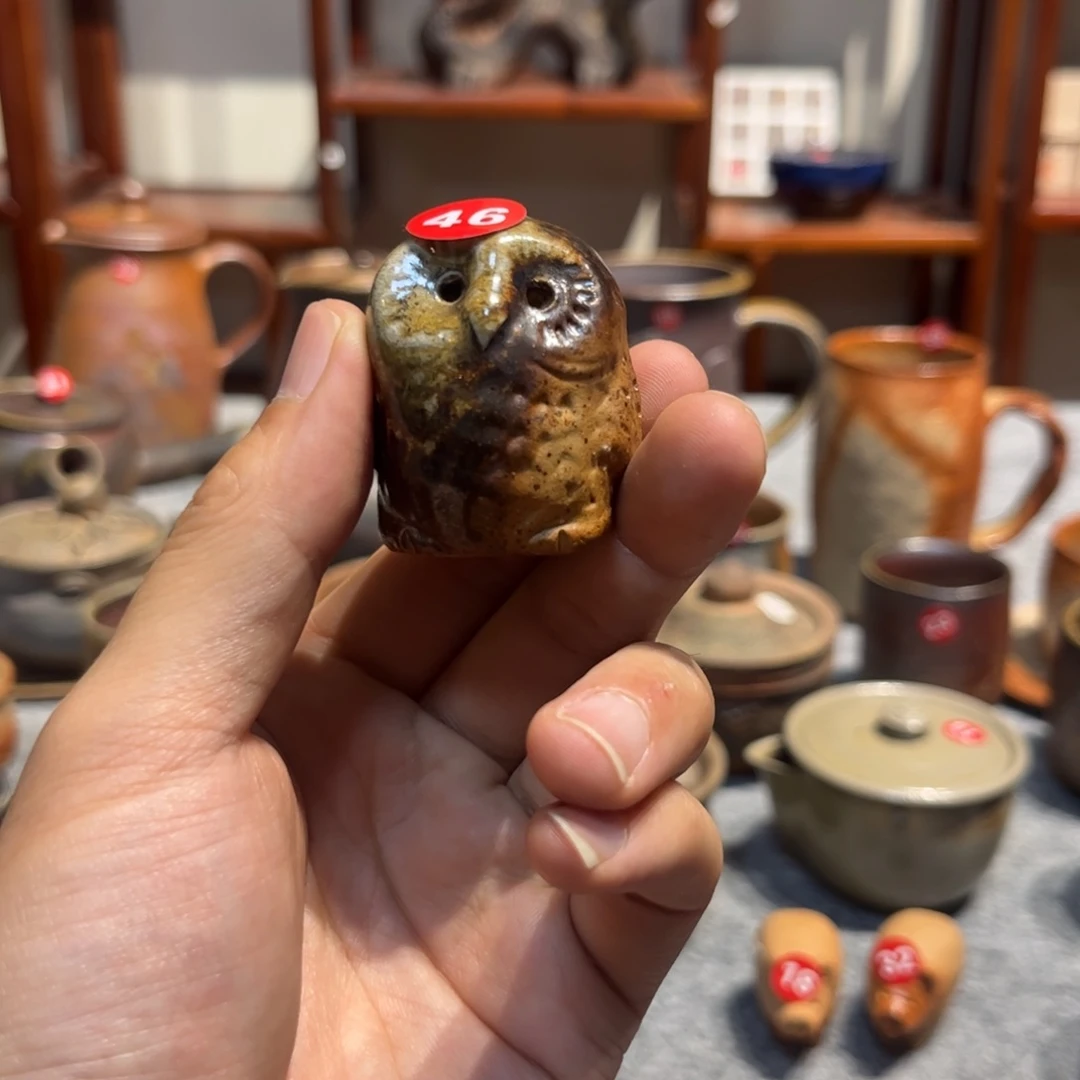 ****猫备前烧茶杯茶盘的