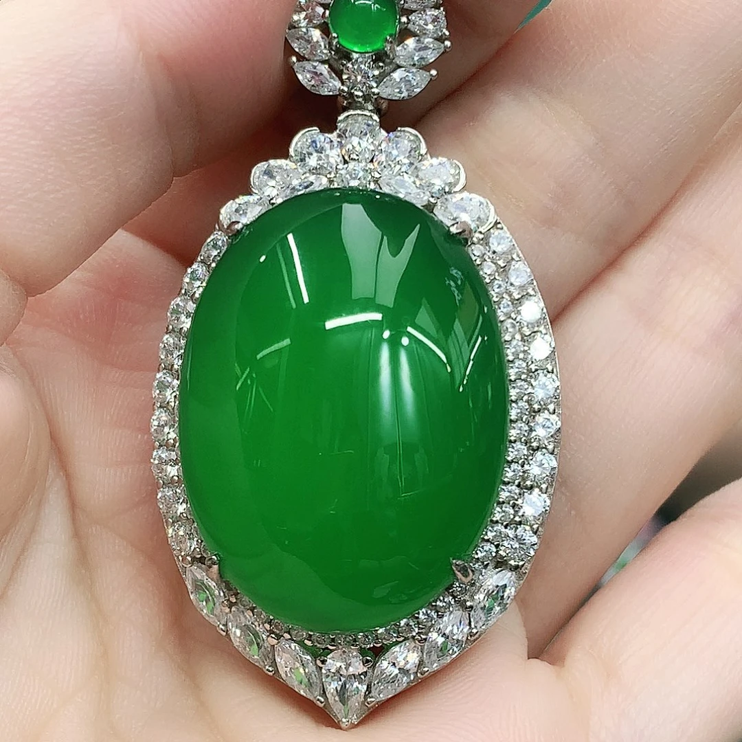 银S925镶嵌吊坠玛瑙/玉髓