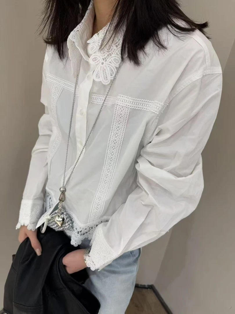 【代莹优选】88592法式蕾丝镂空提花衬衫
