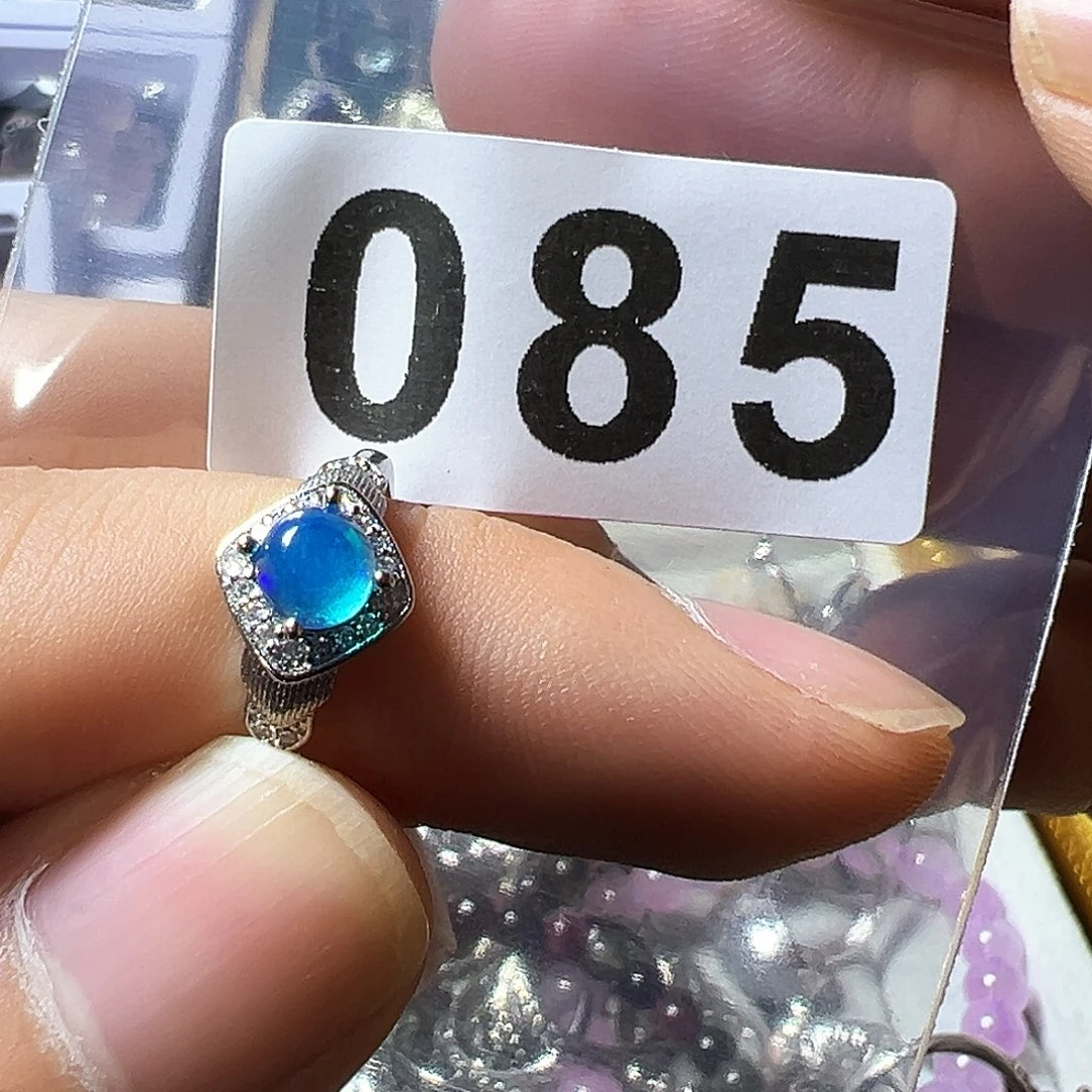 欧泊戒指未镶嵌蓝欧泊戒指活口可调节