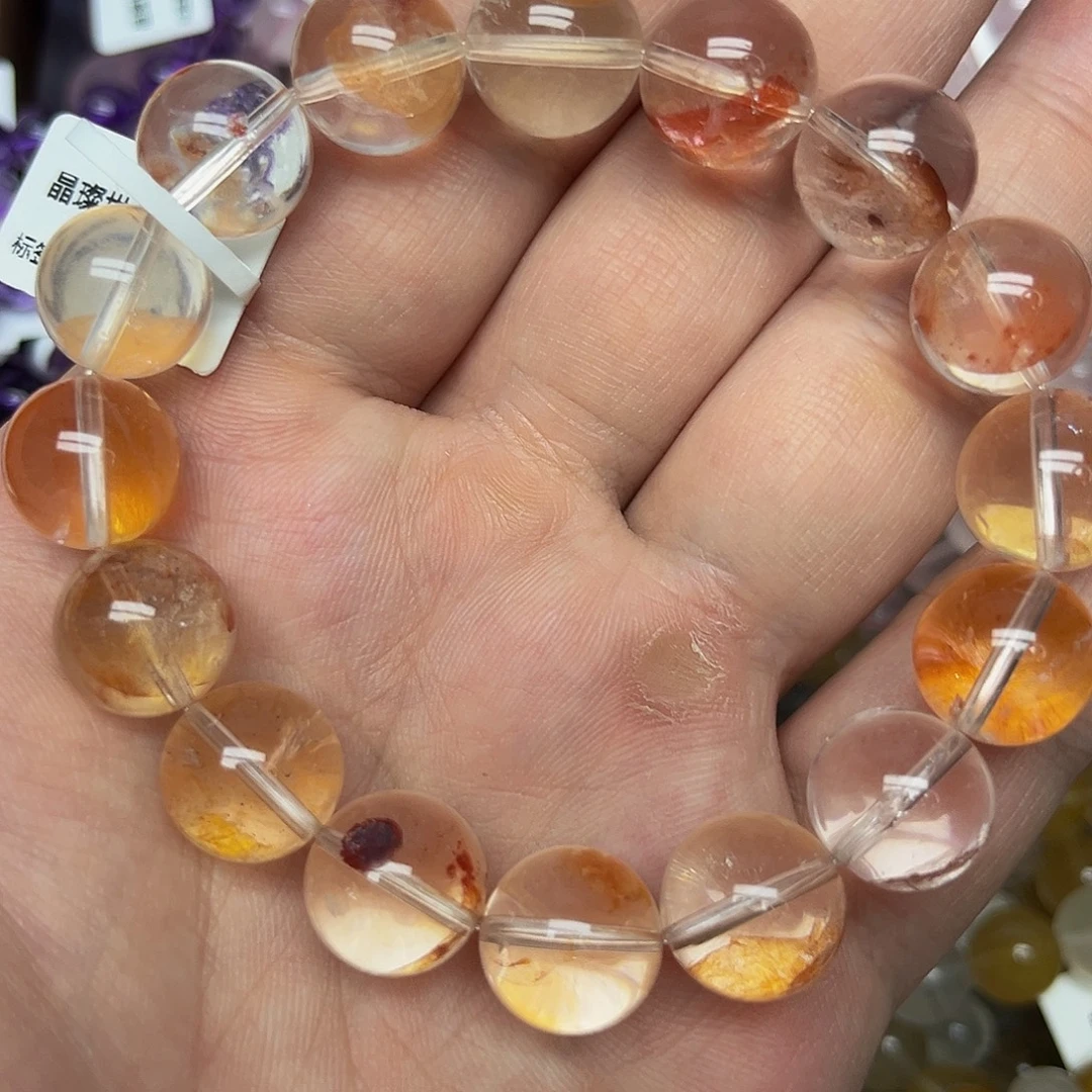 水晶未镶嵌手串天然黄胶花水晶手串