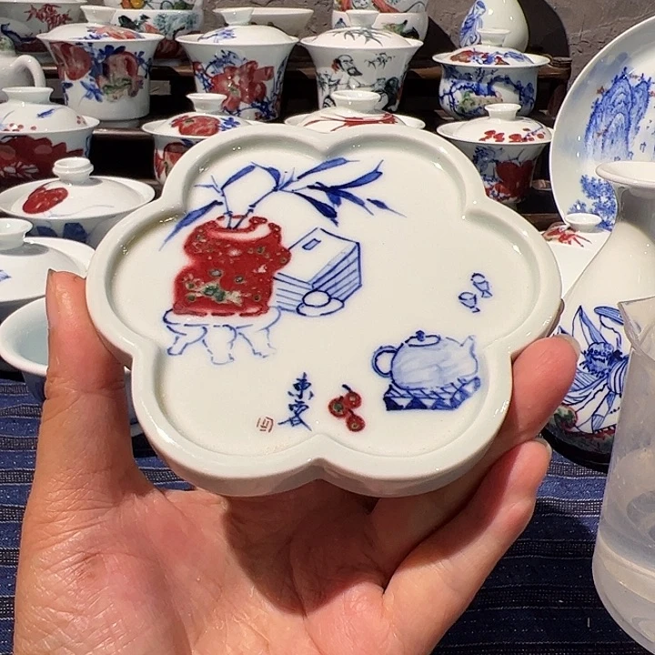 摆件原矿青花釉里红瓷器