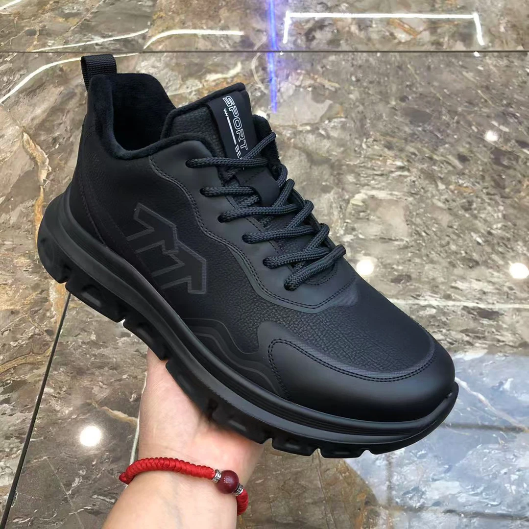 冬季加绒保暖百搭休闲鞋男士厚底运动鞋轻便舒适软底系带棉鞋2065