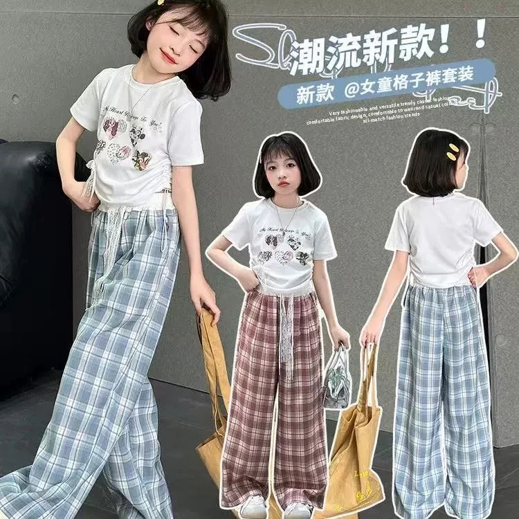 【清货】2025夏爱心小狗短袖T恤格子裤套装 D335 335 X