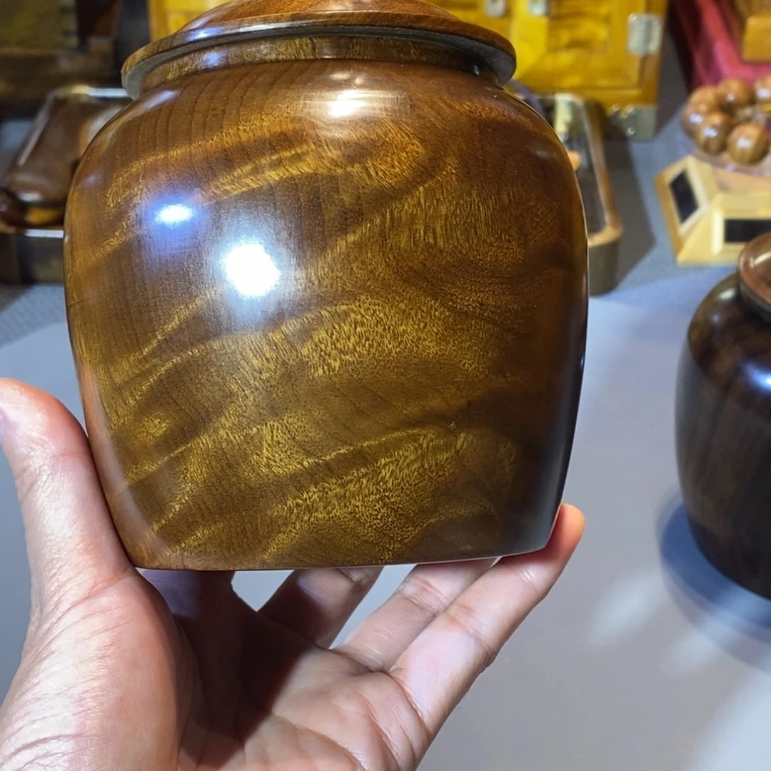 潜***6楠木金丝楠木乌木茶叶罐带纹理