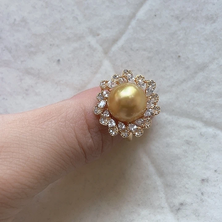 银S925镶嵌戒指海水珍珠