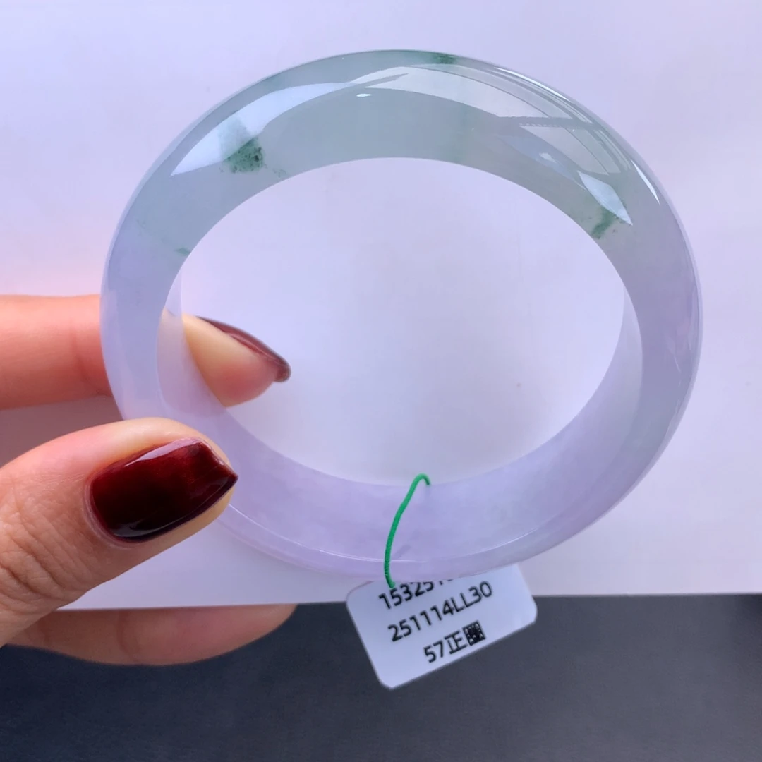 翡翠未镶嵌手镯冰紫飘花轮胎手镯