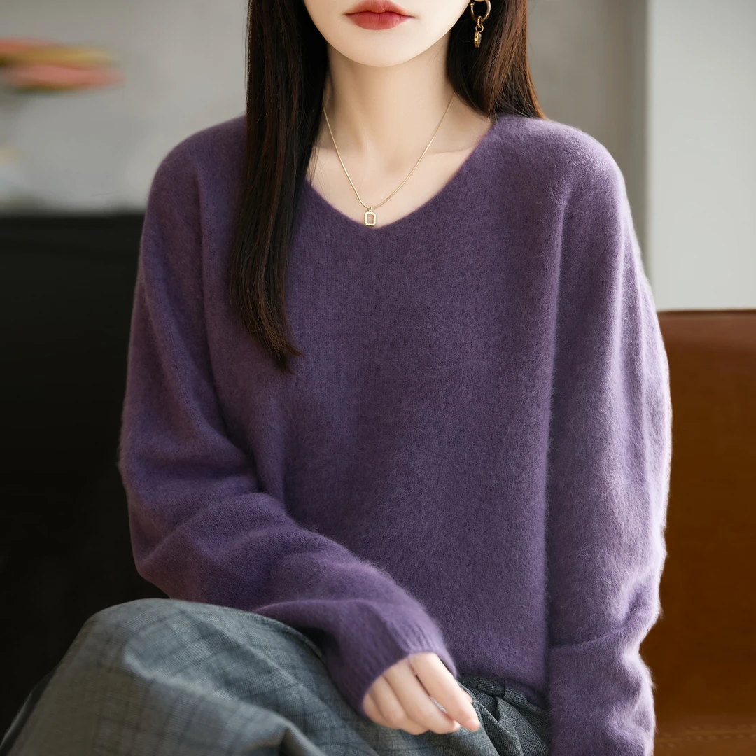 100纯羊毛拉毛针织打底衫女2025新款洋气大码女装上衣秋冬毛衣