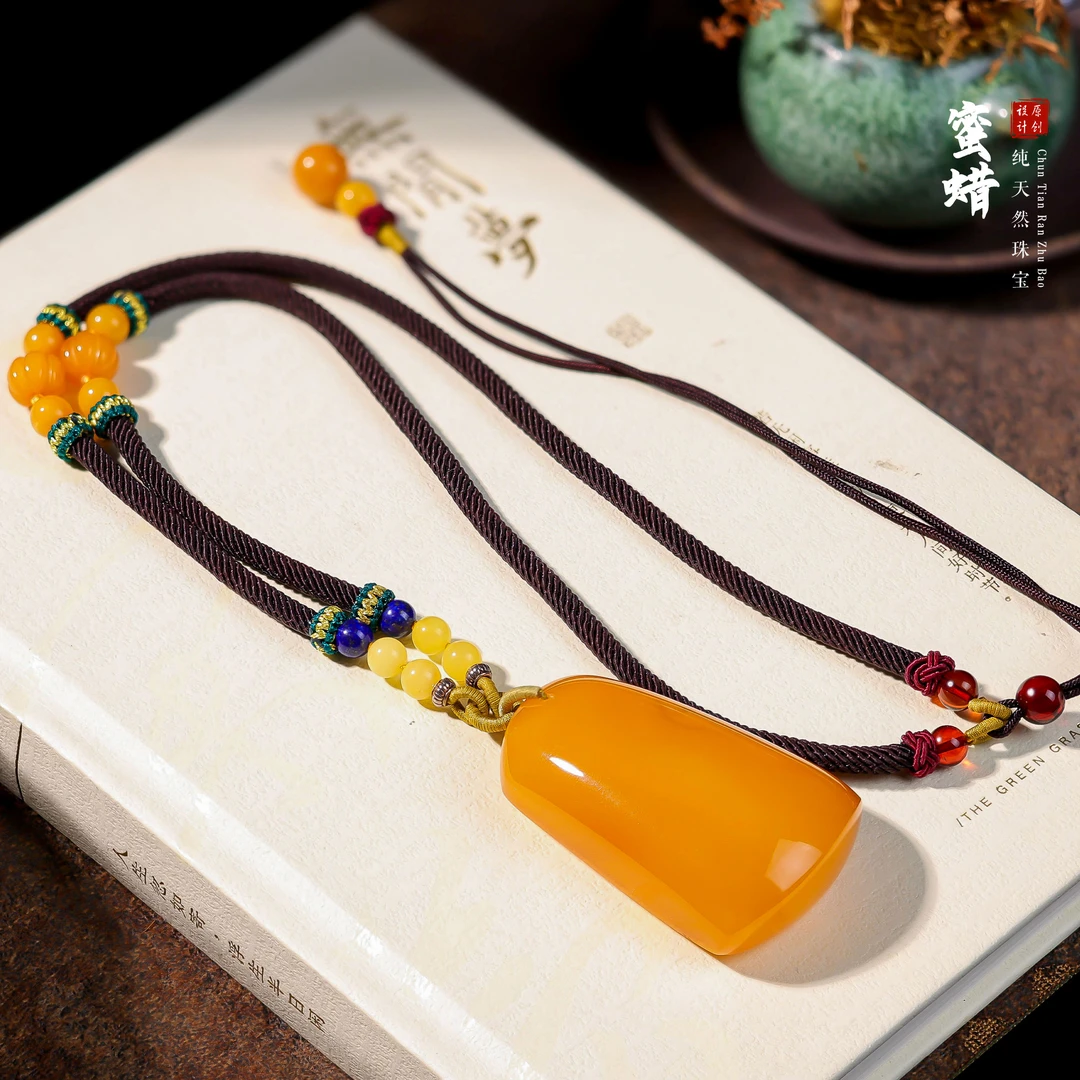 【桃总推荐】diy蜜蜡方牌项链@@SJ50419023