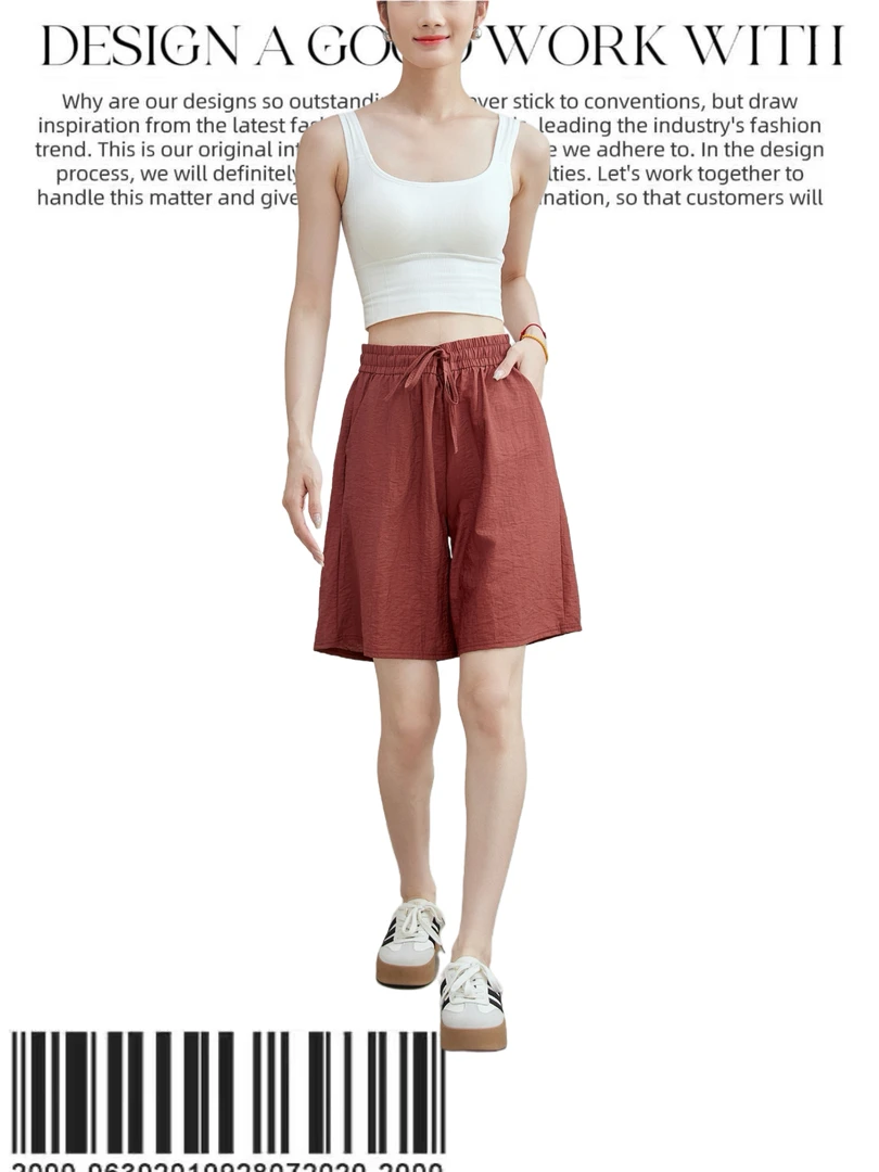 亚麻高腰夏季五分A字裤超轻亚麻短裤