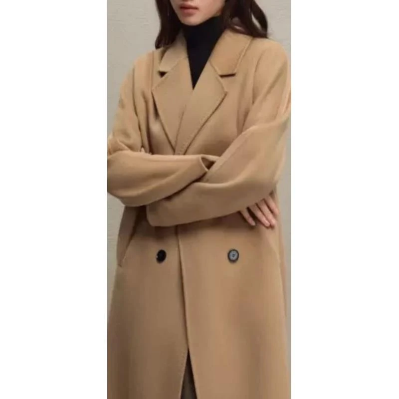 【程成甄选】直下摆宽松型常规款长款女连肩袖毛呢外套秋季中长款
