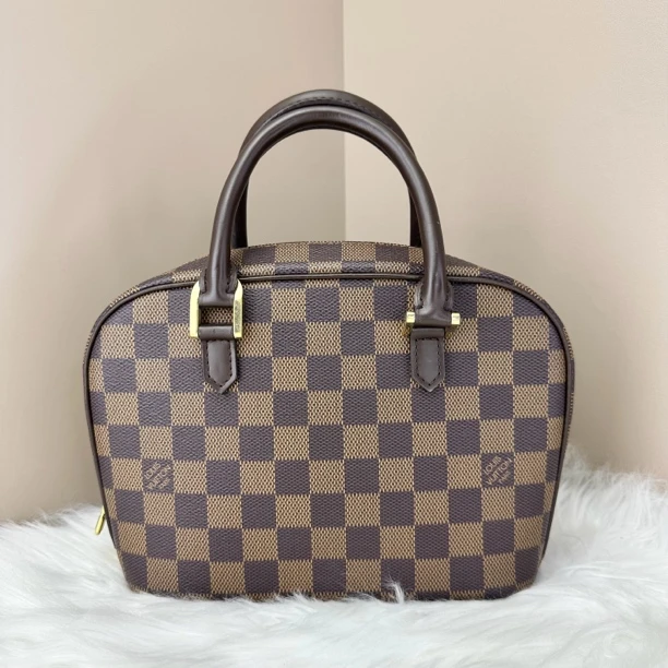 99新 LouisVuitton/路易威登 LV小苹果棕棋盘格手提包