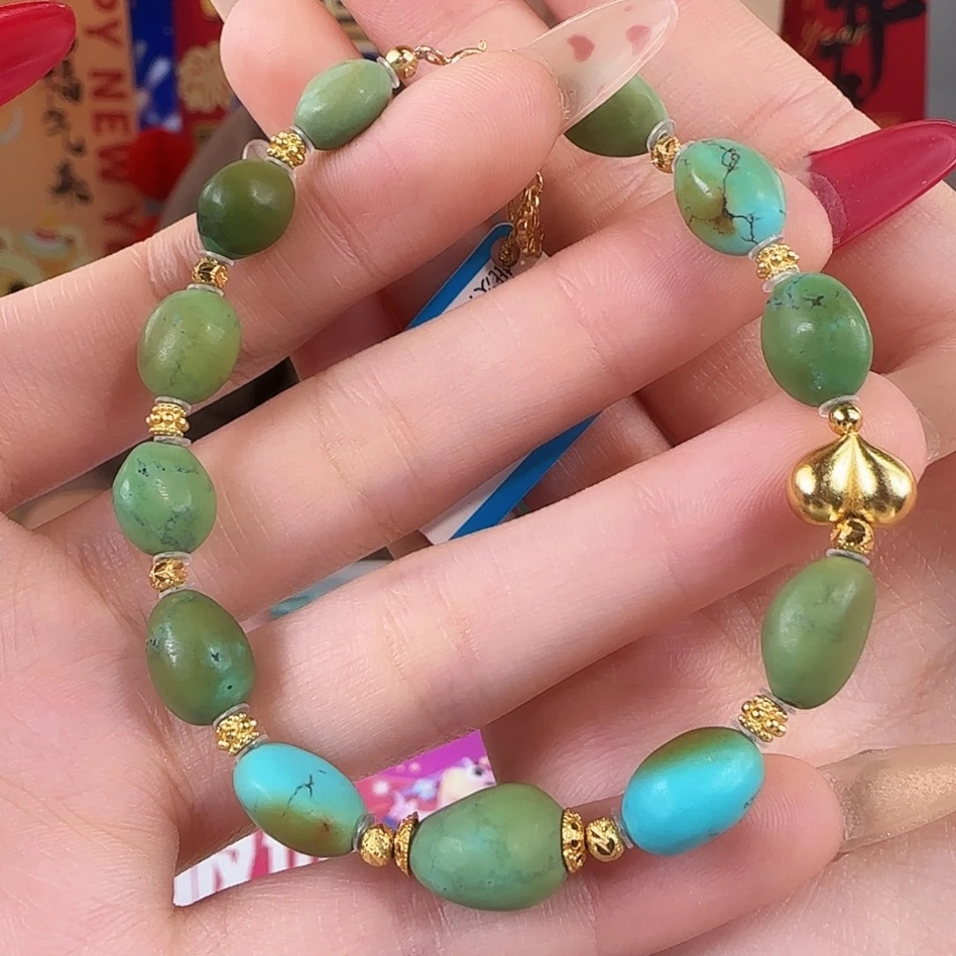 绿松石足银镀金镶嵌珠宝奇石