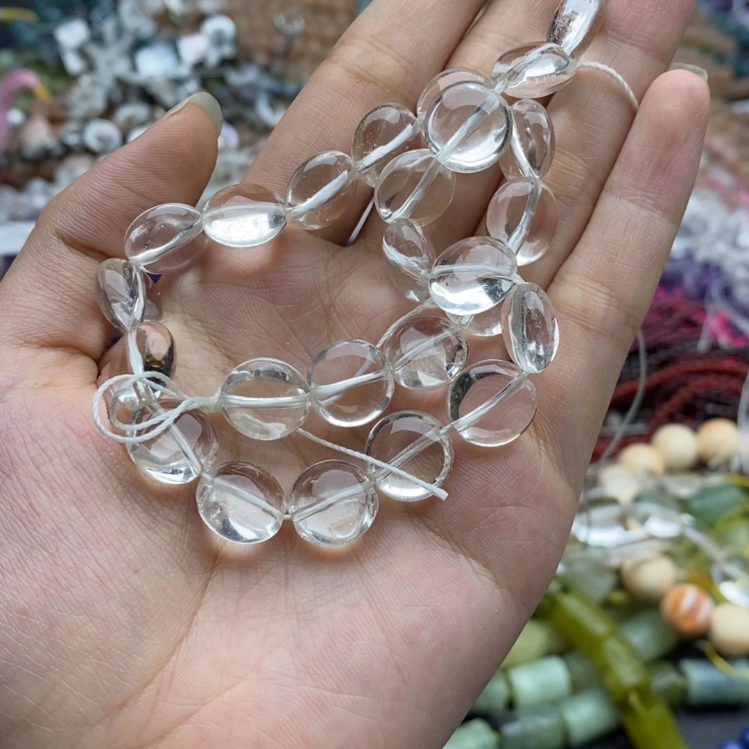 未镶嵌玛瑙/玉髓珠宝半成品三个装纯天然白水晶圆饼12mm