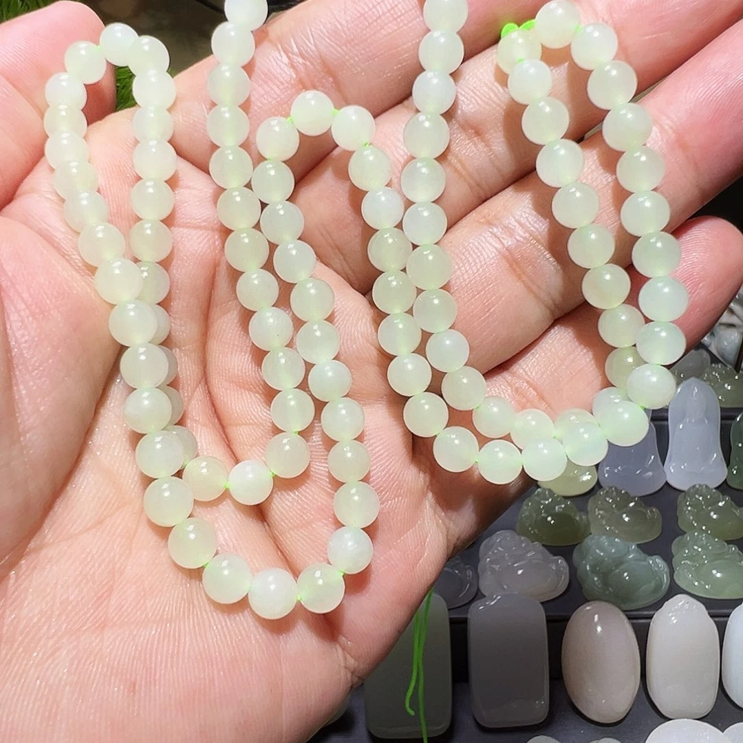 和田玉未镶嵌颈饰6mm108颗