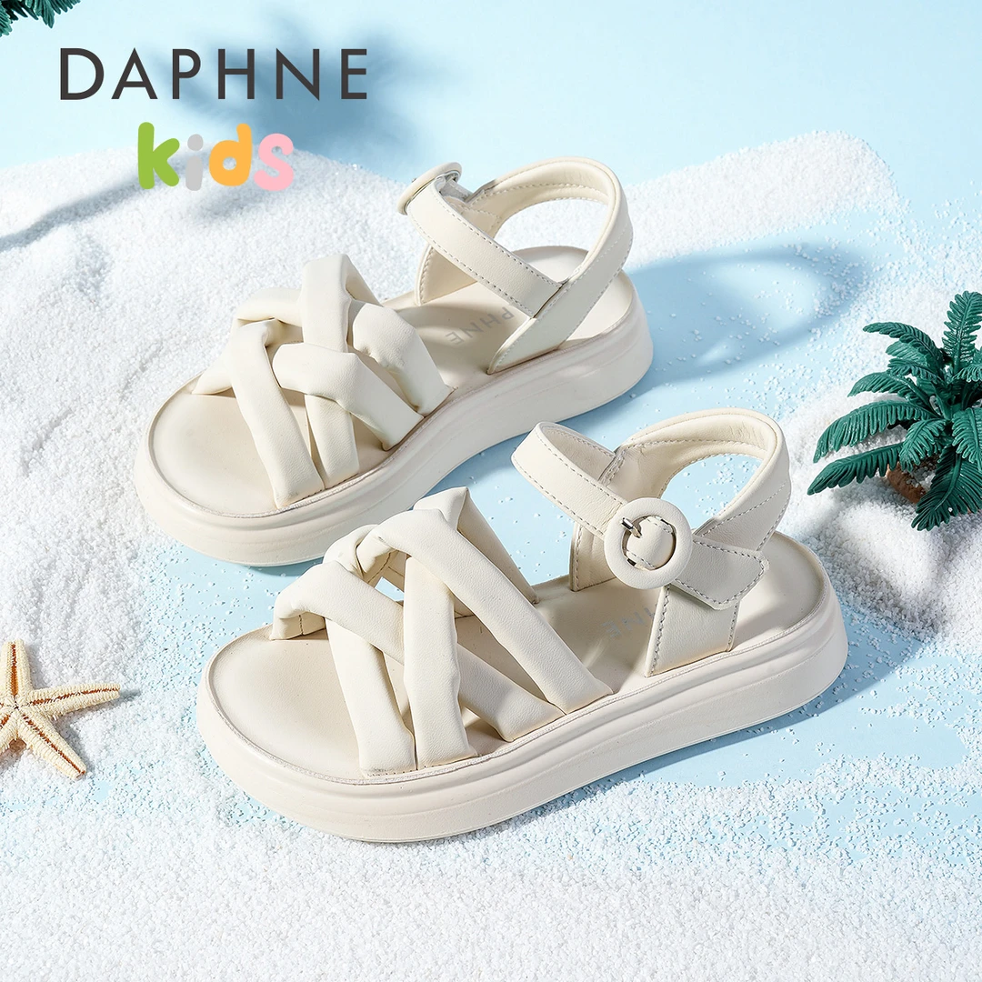 Daphne达芙妮儿童凉鞋凉鞋女夏季女童脚瘦女童凉鞋推荐女6-12岁