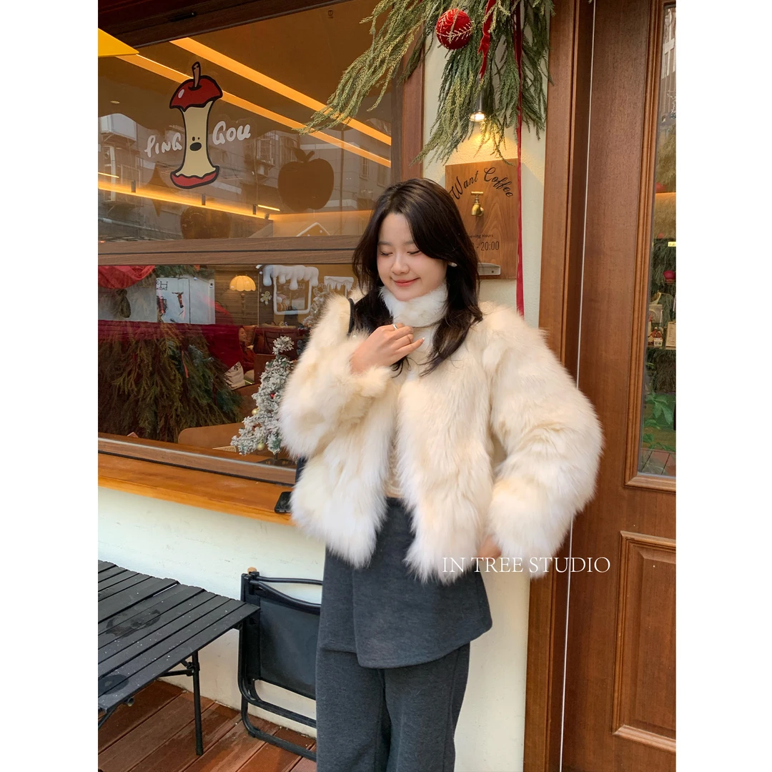 InTree张桶桶【首尔月光】撞色正肩立领显瘦时尚草草外套ZX002096