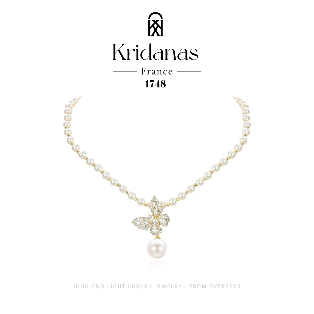 【金蝶轻语】Kridanas轻奢设计感高级时尚蝴蝶珠珠项链F1455