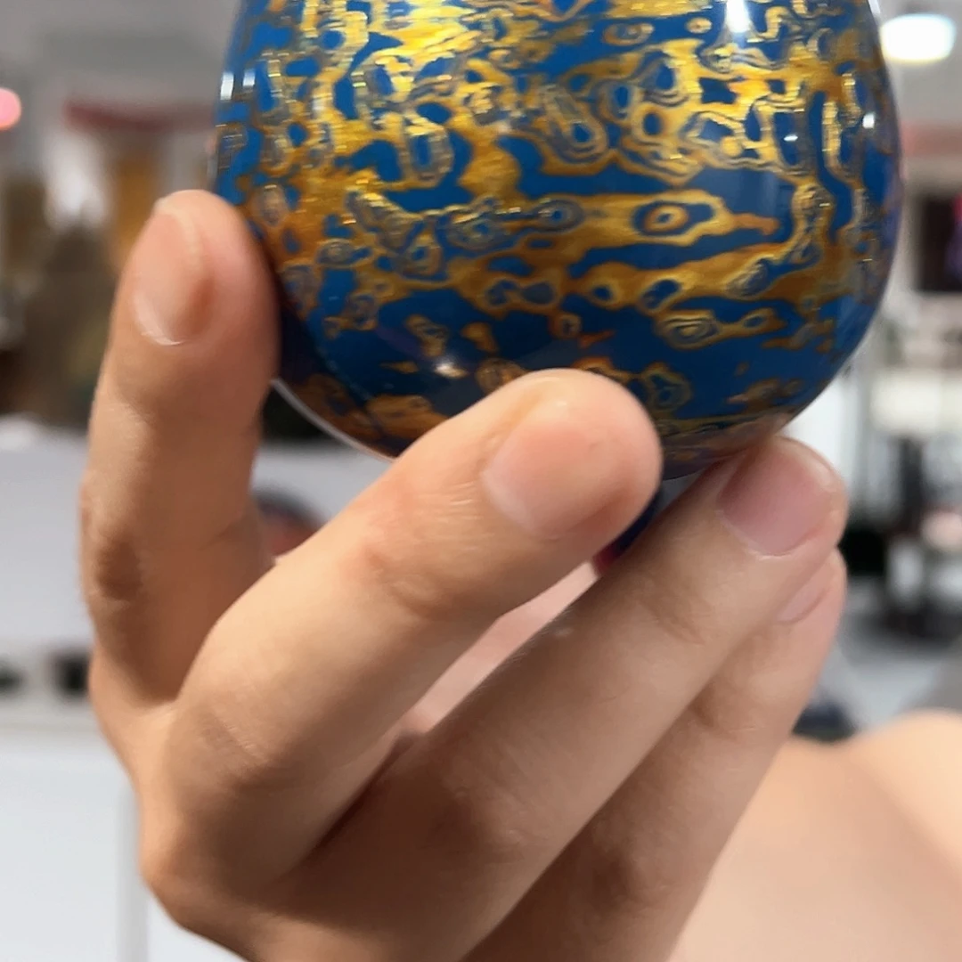 蓝金色大漆主人杯太古大漆