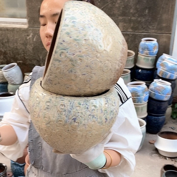 紫砂花盆瑕疵口18高18