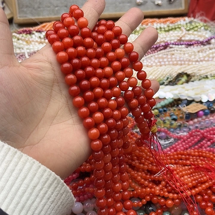 玛瑙/玉髓珠宝半成品未镶嵌一条8mm南红