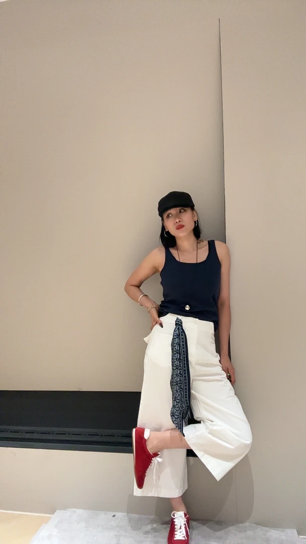 夏日新款松弛感宽松阔腿直筒百搭显瘦休闲丝带8分裤