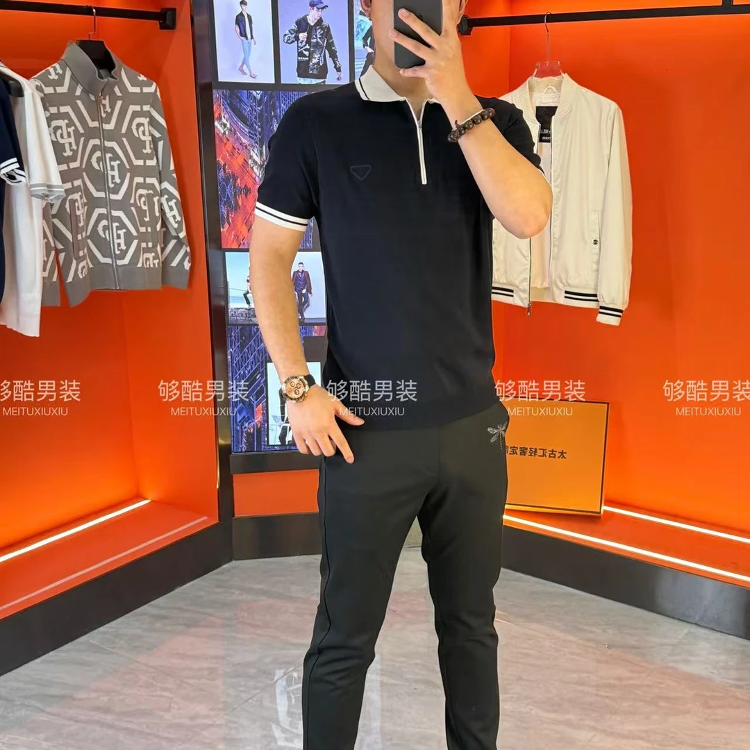 轻奢新款春夏伊力特薄款针织短袖polo衫