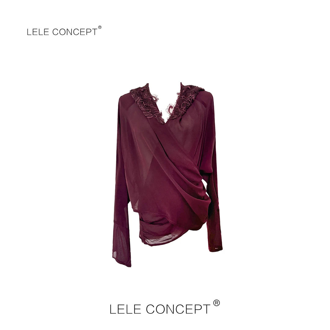 LELE CONCEPT丨时尚轻奢时装款前交叉蕾丝连帽衫S1003