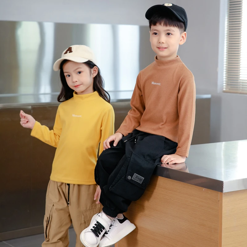 儿童德绒打底衫半高领男童女童内搭保暖衣卫衣上衣秋冬款宝宝T恤