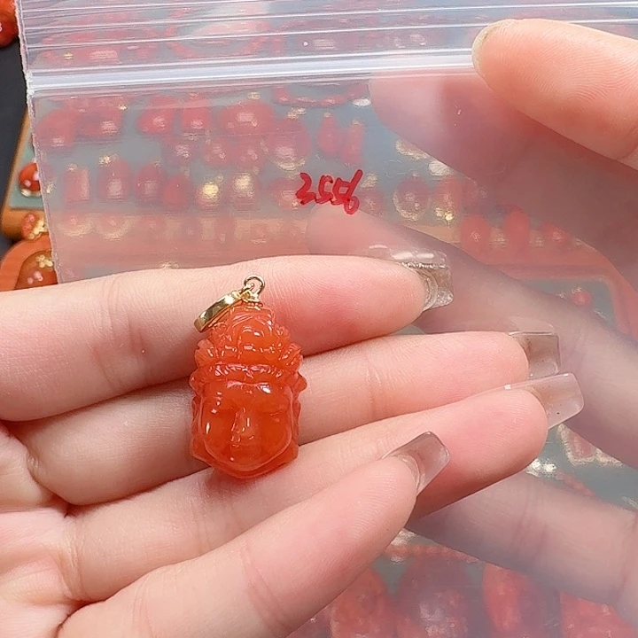 南红玛瑙银S925镶嵌吊坠