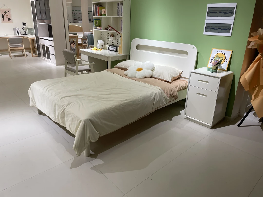 BK12#实木床双人床奶油风橡木床现代简约白色主卧大床中式北欧床