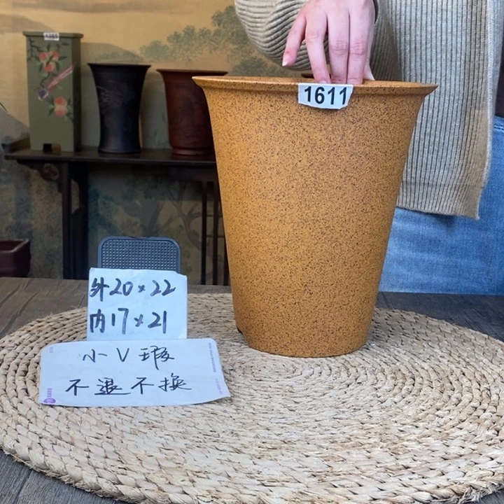 花盆紫砂  微瑕柴烧高斗笠1611