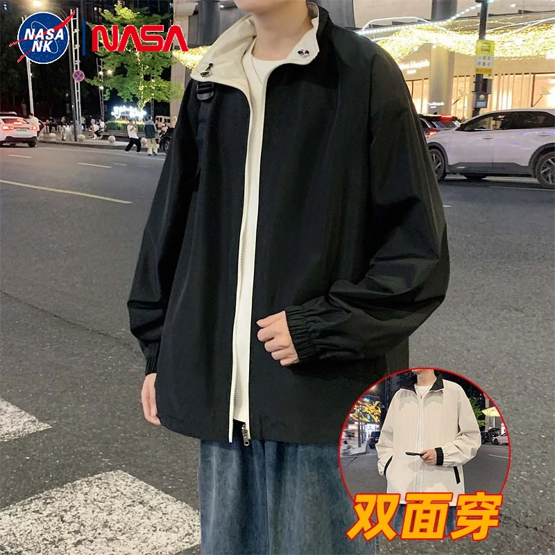 NASA联名两面穿立领夹克男士春秋季2025新款潮牌宽松休闲运动外套