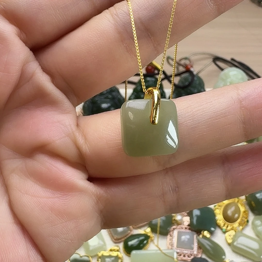 和田玉银S925镶嵌颈饰