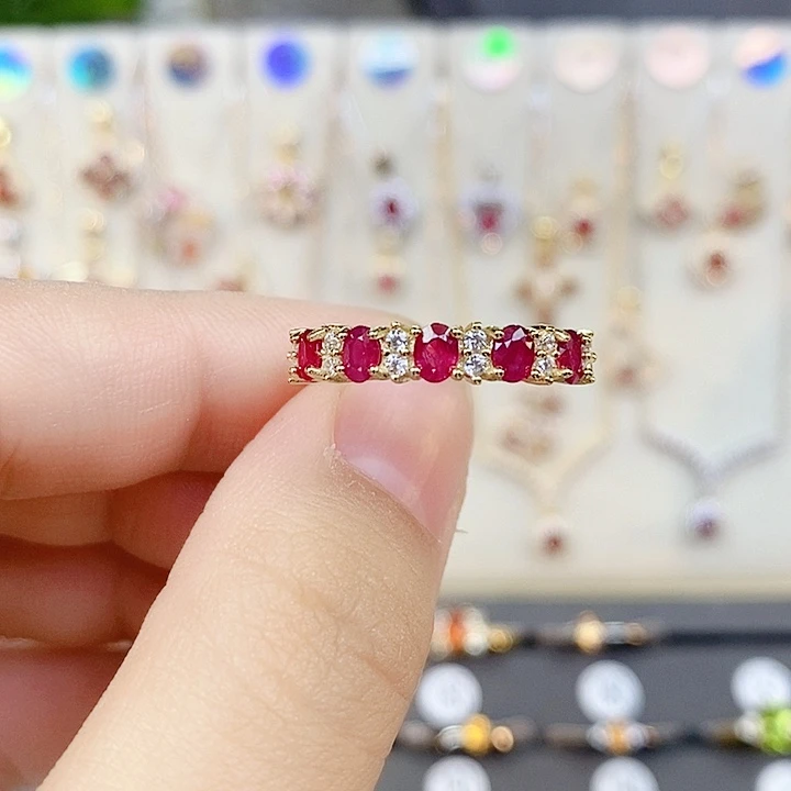 戒指红宝石银S925镶嵌