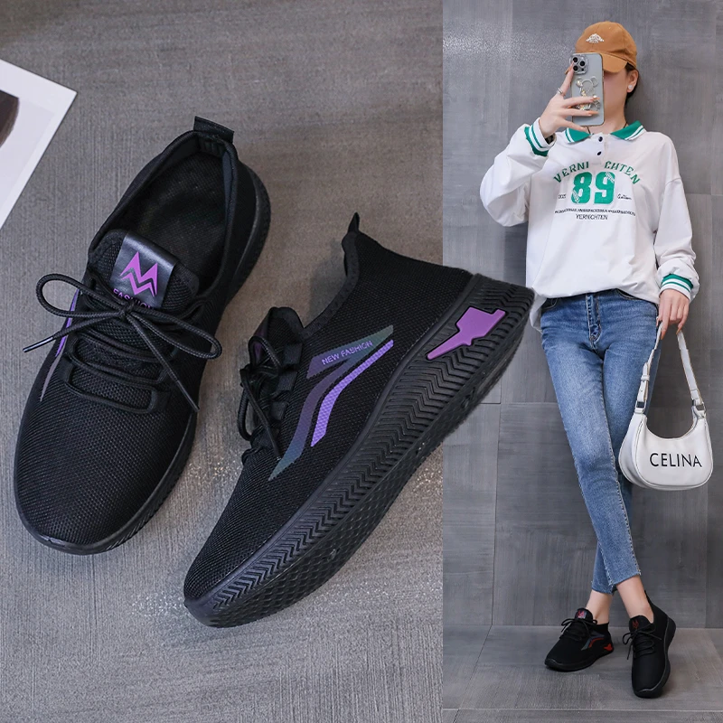 轻便久站不累干活鞋女全黑色厨房上班鞋防滑软底妈妈鞋跳舞鞋百搭