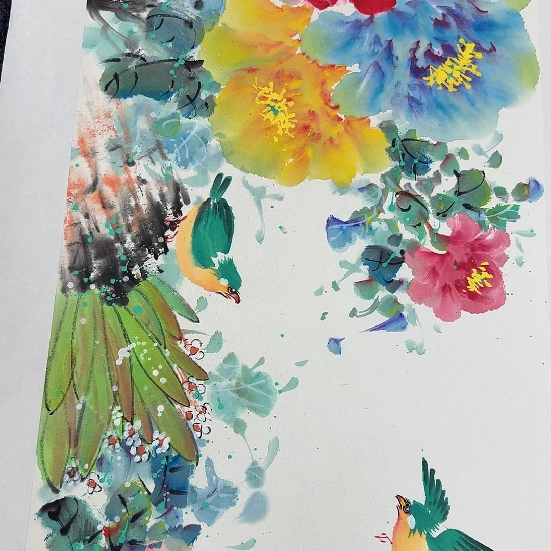 国画纯手绘山水花鸟作品