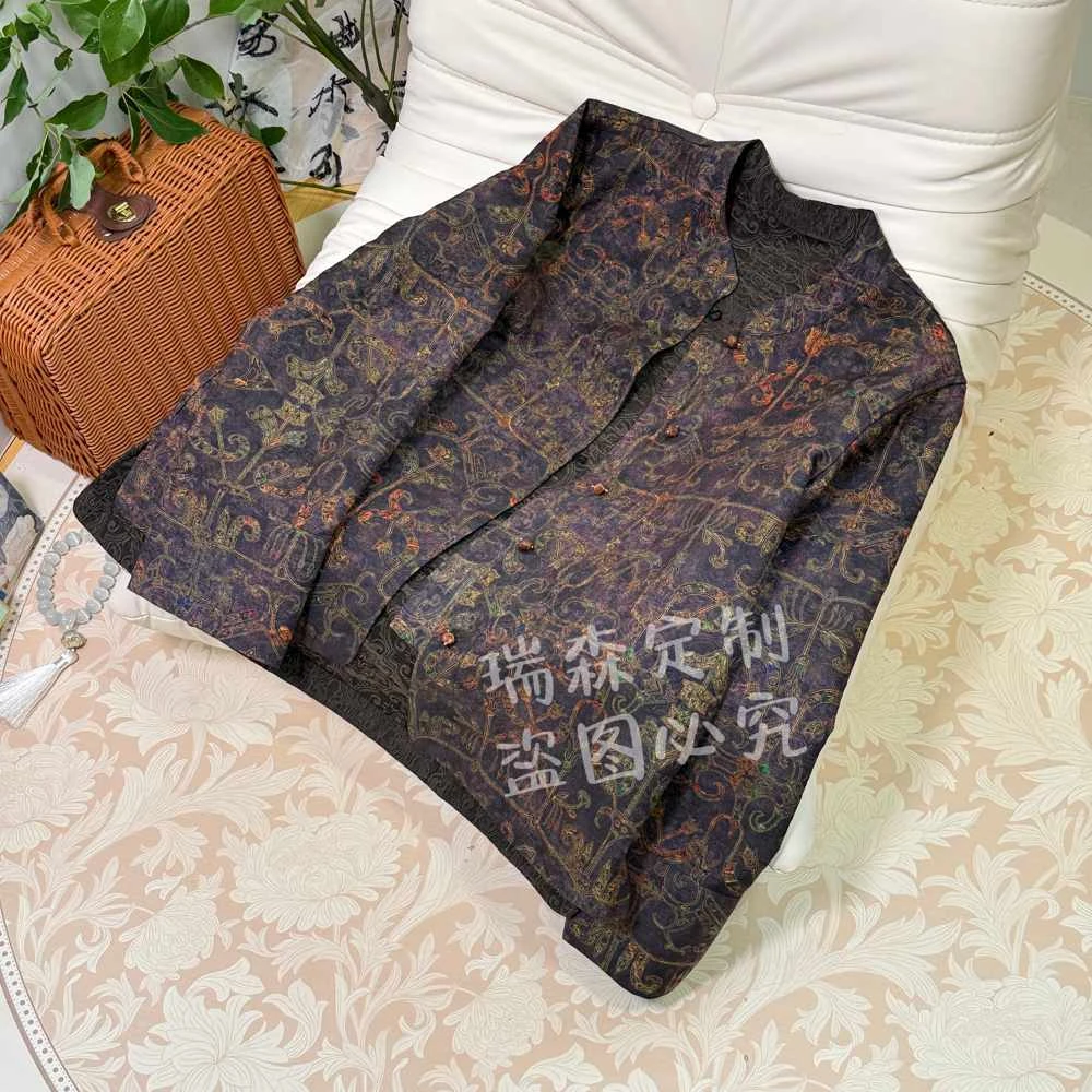 592 双面双穿国风中式立领开衫外套短款-胸围98-前长58-后长62