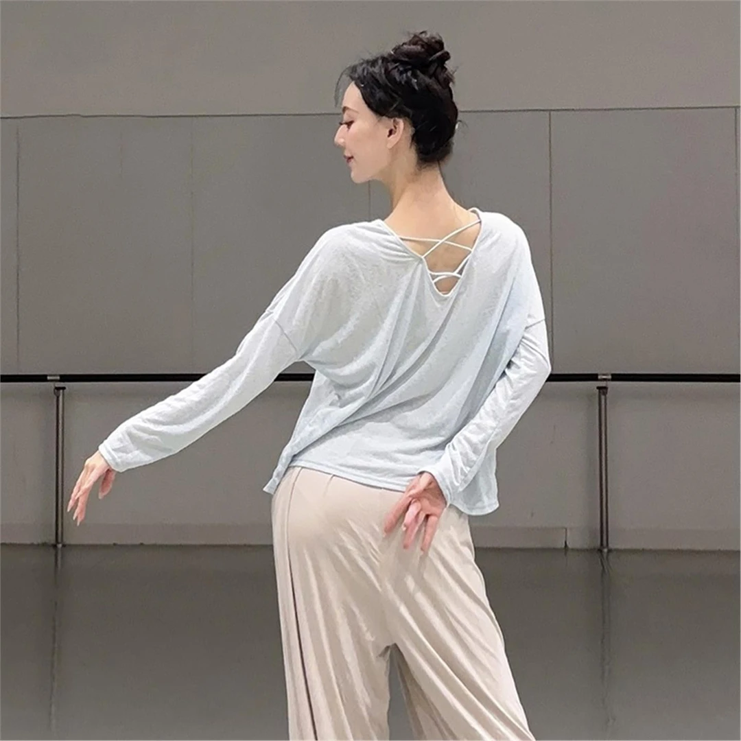 现代舞舞蹈服2025新款镂空长袖演出服上衣中国舞罩衫古典舞练功服