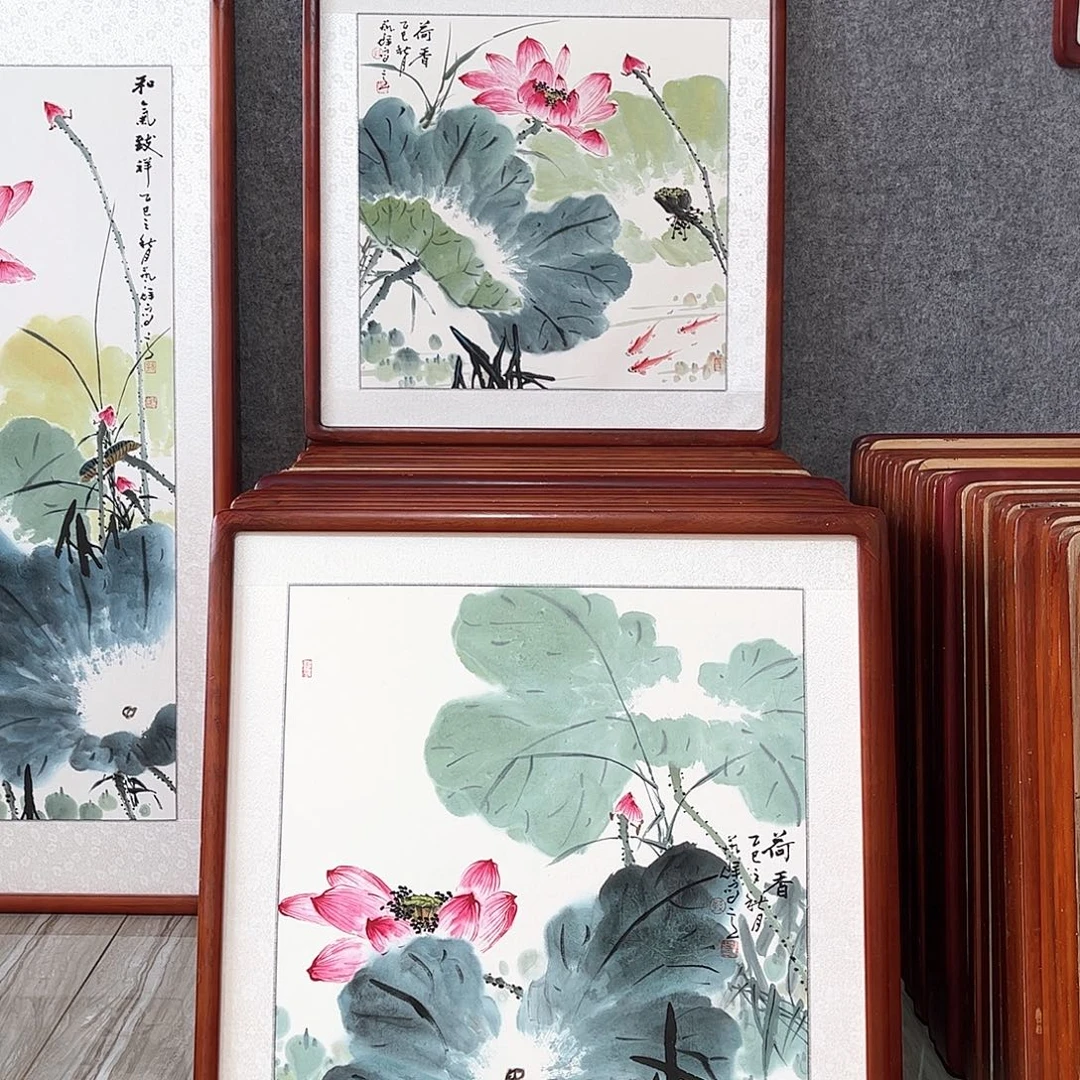 国画书画作品带框63×63