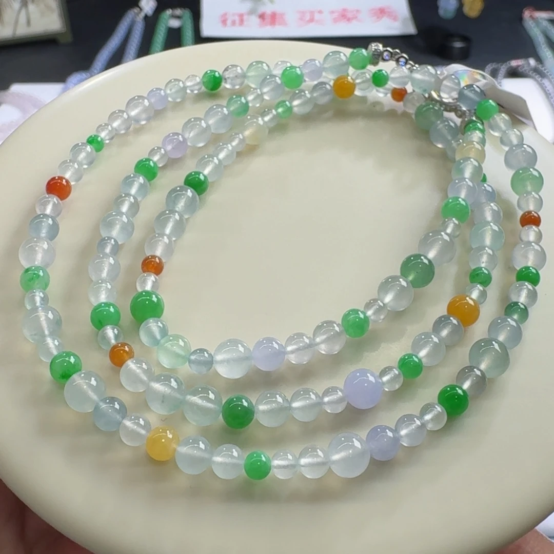 未镶嵌手链翡翠高冰玻彩钢项链卡5.4-3.4 炸光！大漏！