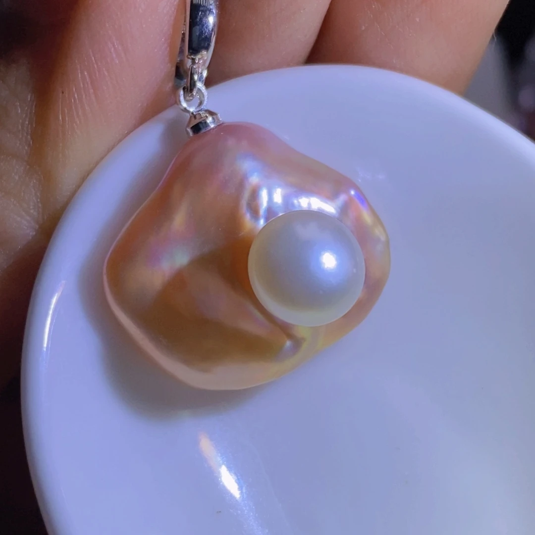 银S925镶嵌淡水珍珠微瑕