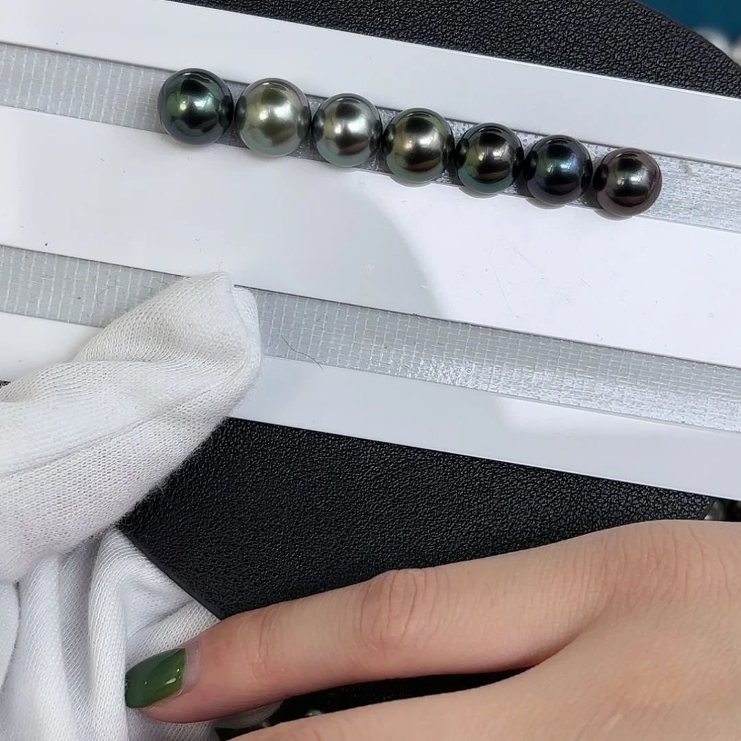 定制海水珍珠裸珠未镶嵌9-11mm大溪地裸珠7颗