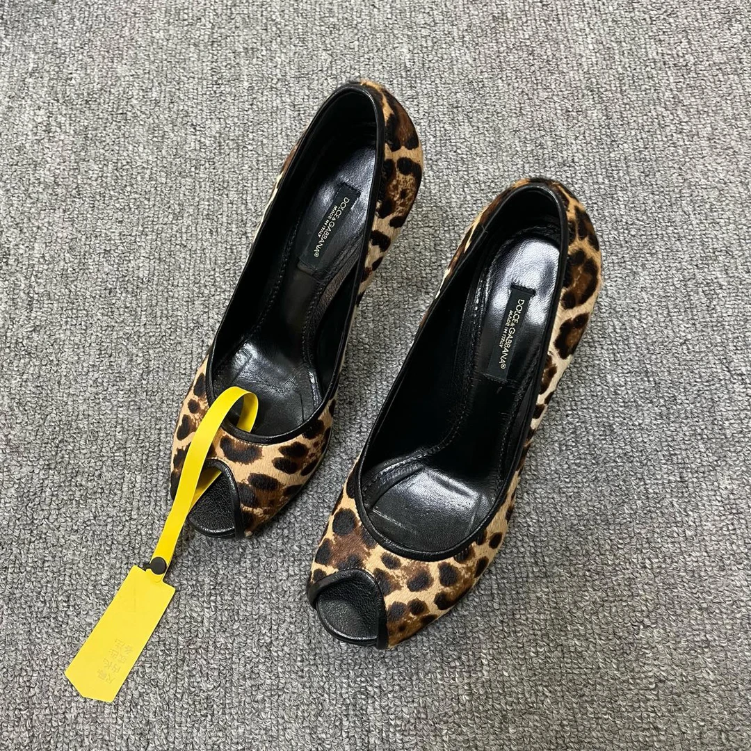 95新 maje 豹纹套穿高跟鞋  36.5码/7259 D&G