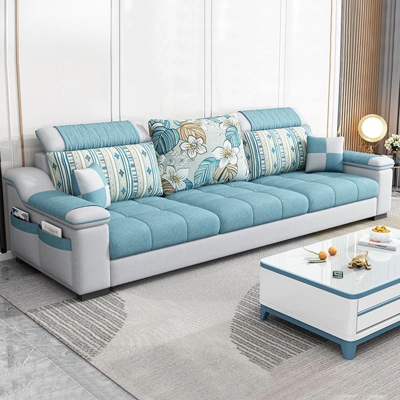 北欧布艺沙发小户型客厅简约现代公寓出租房长方形可拆洗优质储物