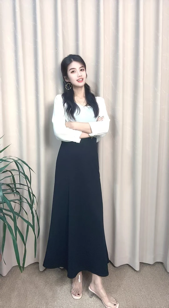 2025秋季新款高腰A版小鱼尾简约百搭修身半身裙   12