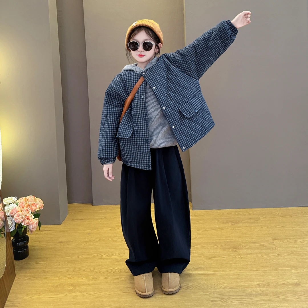 女童2025新款儿童秋冬季韩版时尚休闲棉服棉衣毛衣卫衣阔腿裤套装