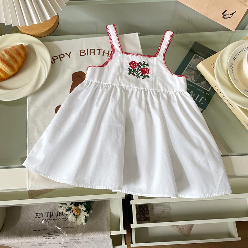 【现货】XQ257203夏季新款儿童连衣裙女童棉布裙女宝吊带裙